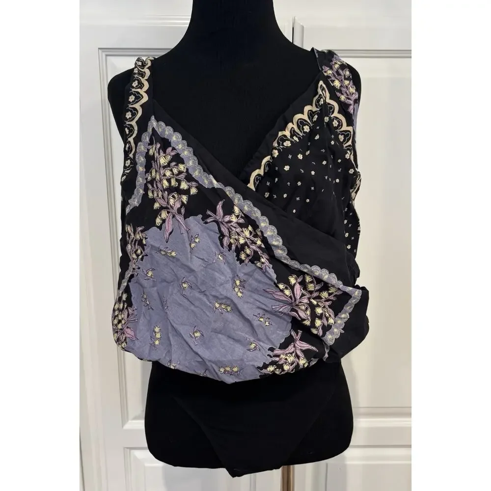Free People Sweet Thing Bodysuit Intimately Floral Printed Sleeve Cross Back M - Picture 2 of 7